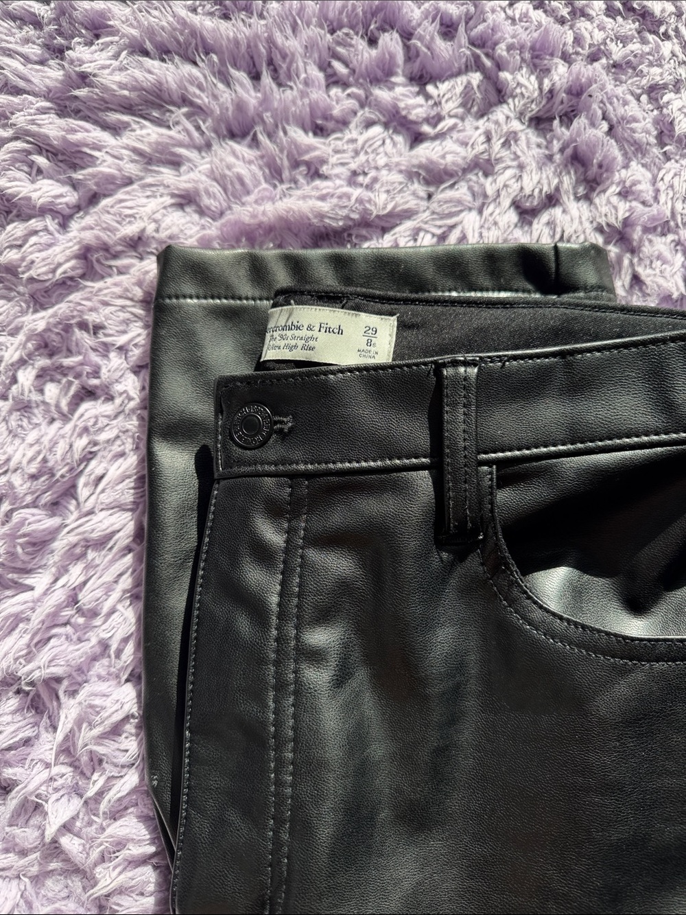 Abercrombie & Fitch Black Faux Leather Jeans
